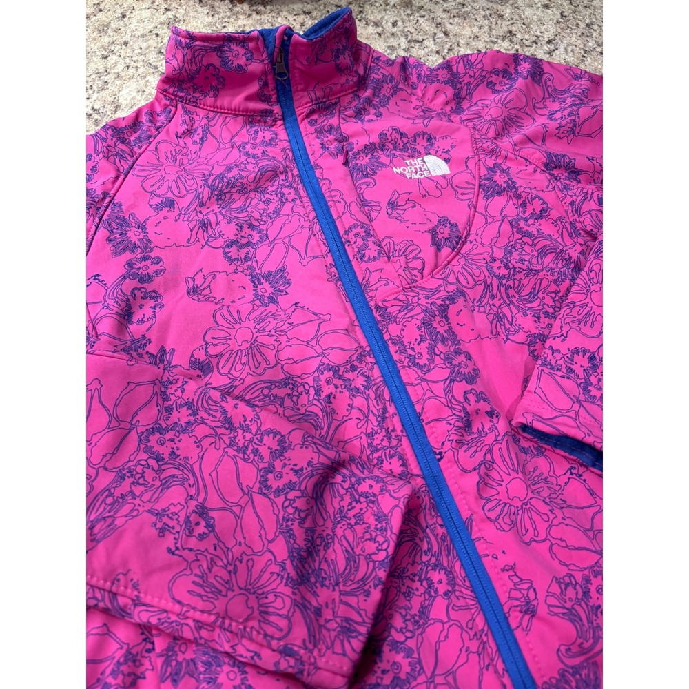 The North Face Pink Floral Jacket with Blue Trim